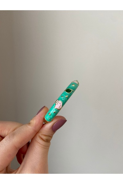 Anetta Jewelry Kız çocuğu yeşil renk detaylı mineli kelepçe model bilezik (iç...