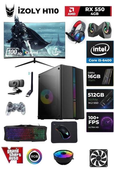 IZOLY Sword X I5-6400 16GB DDR4 512GB M.2 NVMe RX 550 4GB 24"100HZ Monitör Oy...