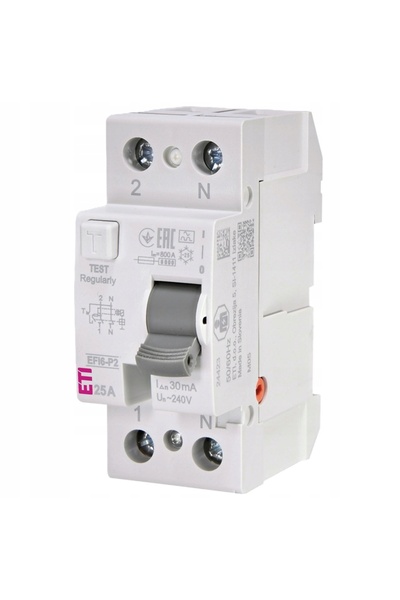 ETI Polam Întrerupător diferențial - 6 kA EFI6-P2 A 25/0.03