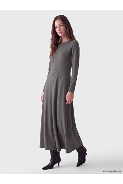 LC Waikiki Rmz Gi̇yi̇m Farkiyla Zero Roba Collar Waist-Sitting Dress