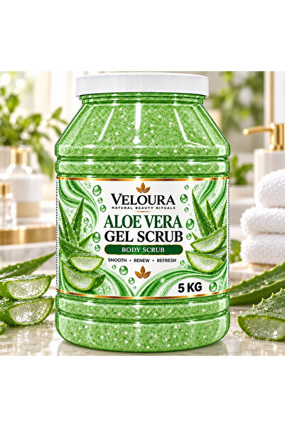 Veluora ALOE VERA GEL SCRUB 5KG – SOOTHING & REFRESHING EXFOLIATING BODY SCRUB FOR HANDS, FEET & BODY