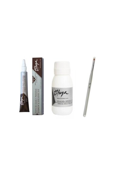 Thuya Set: Vopsea maro 14 ml + Revelator lichid 60 ml + Pensulă