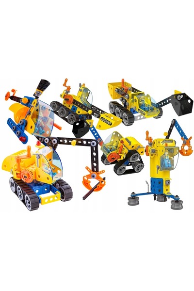 DK CREATIVE Blocuri de construcție Mașinării Vehicule Oameni Elicopter 117el ...