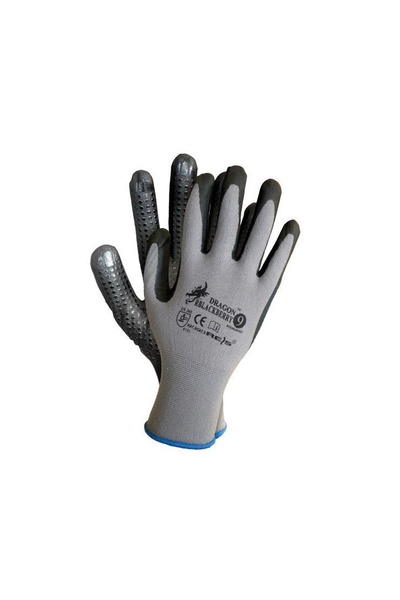 OEM Blackberry gloves, synthetic fiber + nitrile, gray + black, size 9