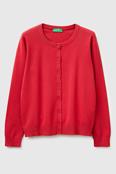 United Colors of Benetton كارديجان نسائي أحمر اللون مصنوع من القطن بنسبة 100%...