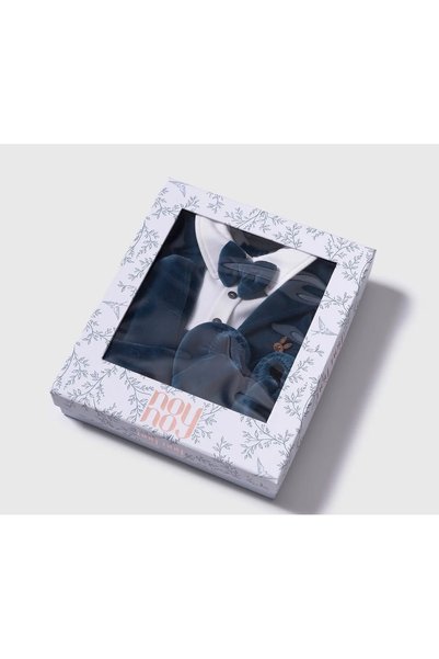 Little Ya Ya Love 3/6 Months Baby Boy Blue Velvet Boxed Set of 5 (Gift)