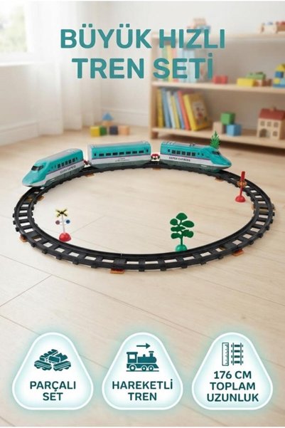 Tıfıl Toys Büyük Hızlı Tren Seti 31 Parça 176 Cm Demiryolu Uzunluğu ile Tren ...