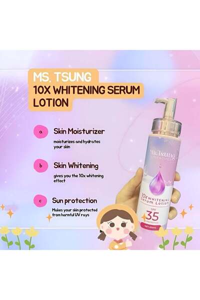 MS.TSUNG لوشن سيروم تبييض البشرة 10x من إيسنشيالز مع حماية من الأشعة فوق البن...