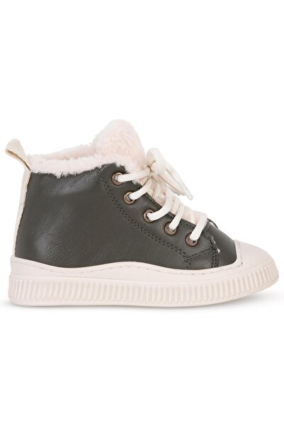 Civil Boots with Fur and Zipper 32- Boots and Boots - Khaki
