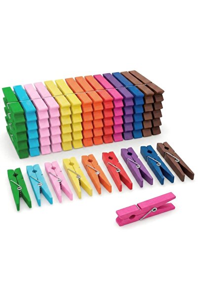 Generic Brand Clești de rufe din lemn - 7,5 cm - Pachet de 50 - Arc rezistent...