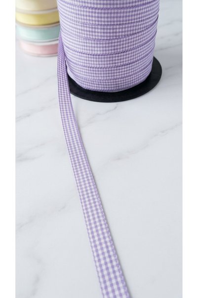 satab French Purple Plaid Ribbon 25 Yards, 10mm