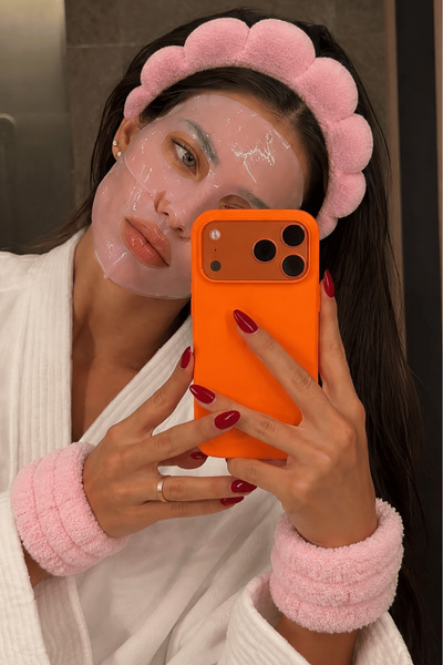 TAKIŞTIR Açık Pembe Renk Spa Taç Ve Peluş Su Emici Havlu Bileklik Set
