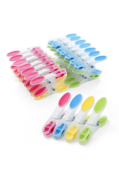 Generic Brand Set de 30 de clești de rufe din plastic, antiderapanți, multico...