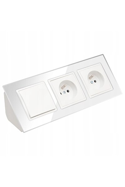ADELID Priză de colț pentru mobilier cu sticlă dublă și întrerupător, albă, l...
