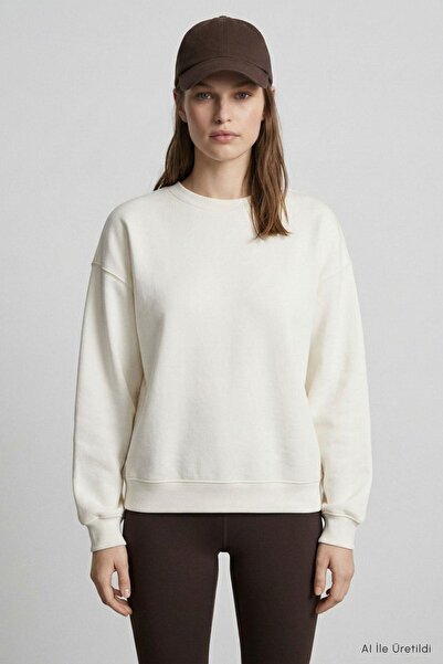 Rays Bisiklet Yakalı Basic Oversize Sweatshirt 954 Ekru