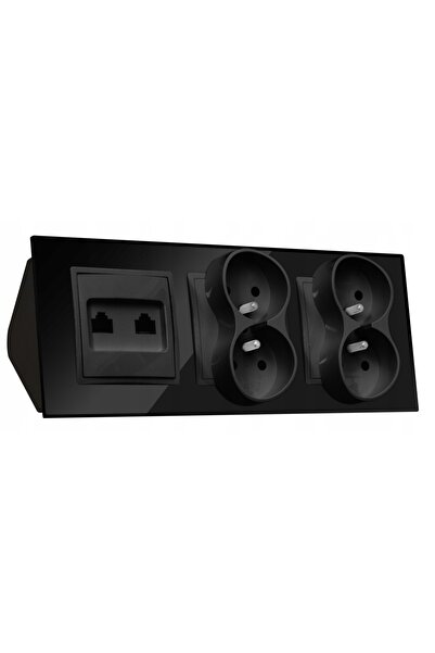ADELID Priză de sticlă cu patru căi pentru mobilier de birou de colț, RJ45X2,...