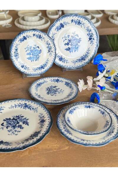 şirineşyalarım Manor Navy 6 Kişilik 24 Parça Porselen Yemek Takımı