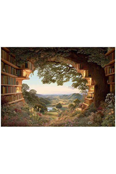 Wallarena Tapet 3D din lemn cu efect foto pentru bibliotecă, dormitor, living...
