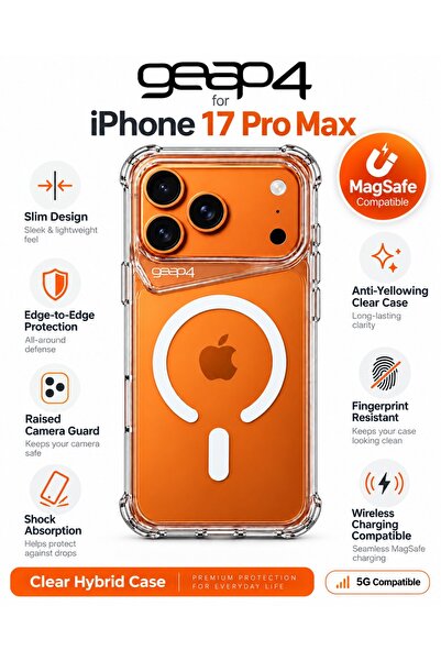 Geap4 Clear Hybrid MagSafe Case for iPhone 17 Pro Max – Anti-Yellowing Transp...