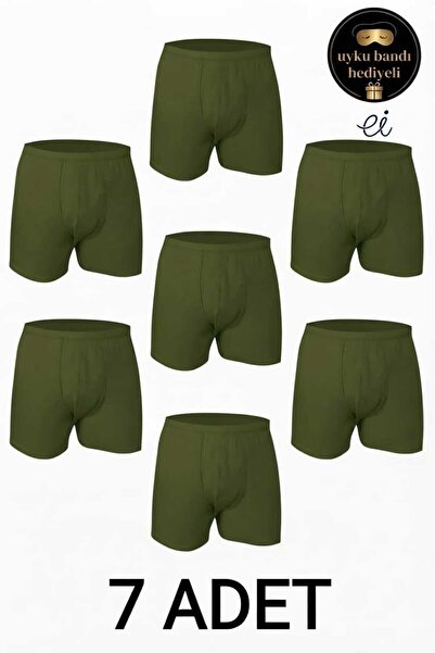Seher Yıldızı Men's 7-Pack Khaki Green 100% Cotton Comfortable Fit Long Boxer...