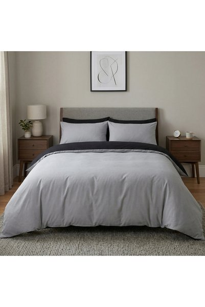 J W SAX 135x200 Gri deschis Negru Bumbac premium J&W Steel Lenjerie de pat de...