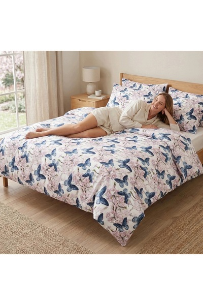 J W SAX Lenjerie de pat 135x200 Spring Bumbac Premium J&W Fluturi de primăvară