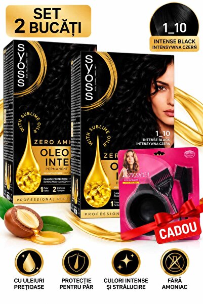 SYOSS OLEO Set 2 Vopsele de Păr Intense 1-10 Intense Black, Fără Amoniac, cu ...