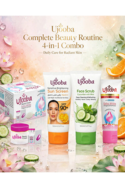 ujooba 4-IN-1 Skincare Combo Pack – SPF 90 Vitamin C Sunscreen 150ml, 4-in-1 ...