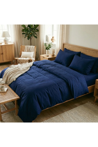 J W SAX Lenjerie de pat 135x200 Albastru marin Bumbac premium J&W Albastru ma...