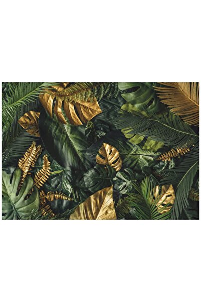 Wallarena Tapet cu frunze de Monstera, auriu-verde, pentru dormitor și living...