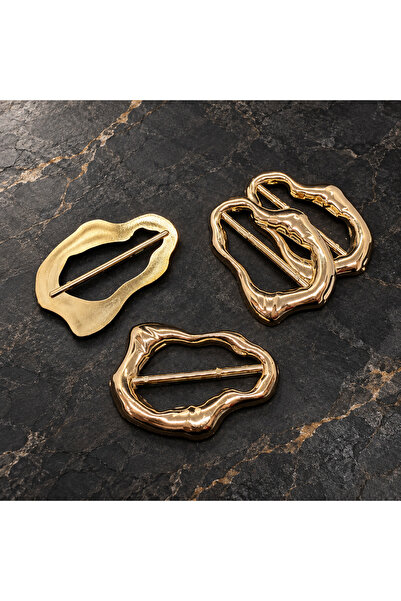 Metalize Plastik Kadın Giyim Tokası Gold 5 cm İç Ölçü 5'li