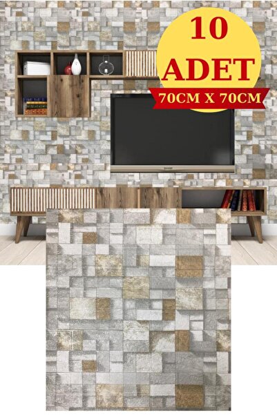 Renkli Duvarlar 10 ADET 70x70cm Silinebilir 3D Küp Desenli Kendinden Yapışkan...