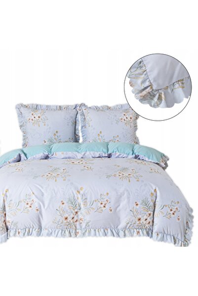 Cotton World Lenjerie de pat cu volane 140x200 microfibră 2 piese cu flori