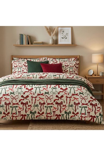 J W SAX Lenjerie de pat 135x200 Crăciun Bumbac Premium J&W Winter Bows