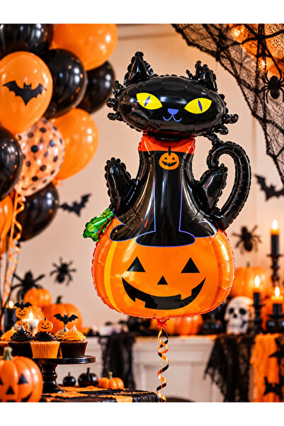 party mix Halloween Black Cat and Pumpkin Foil Balloon Halloween Party Decoration
