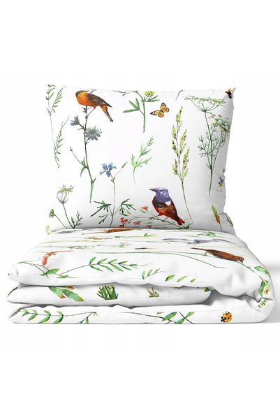 J W SAX Lenjerie de pat 160x200 Bumbac Premium Botanic J&W Padure Botanică cu...