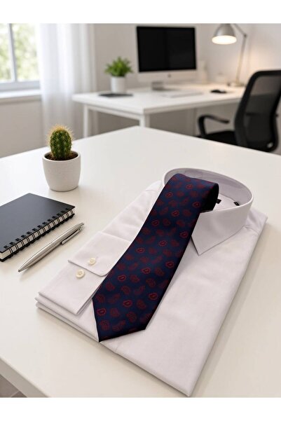 Sarar Microfiber 8 cm Şal Desen Lacivert Kravat