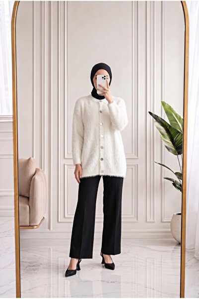 Holehola Şevkinaz Bearded Soft Cardigan-Kr5039 Ecru