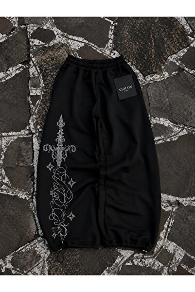 Violon Defeat Stone Detailed Baggy Fit Unisex Sweatpants