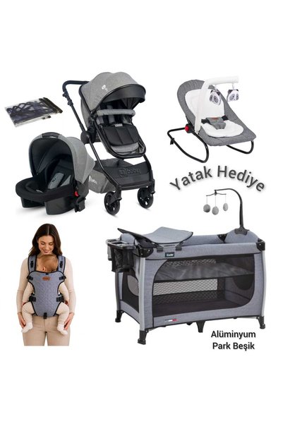 4KİDS Yeni Doğan Bebek Çeyiz Seti Travel Sistem Bebek Arabası Puset Alüminyum Park Beşik Oyun Parkı Anakucağı Lüx Kanguru