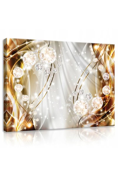 Wallarena Tablou pentru dormitor abstract diamante aurii 100x70