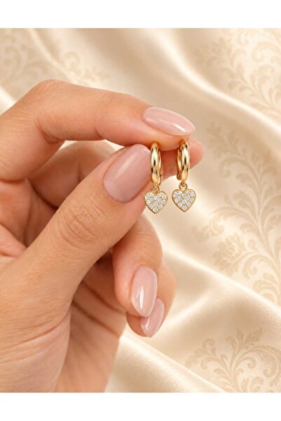 Silvano Jewelry 925 Ayar Gümüş Kalp Sallantılı Halka Küpe
