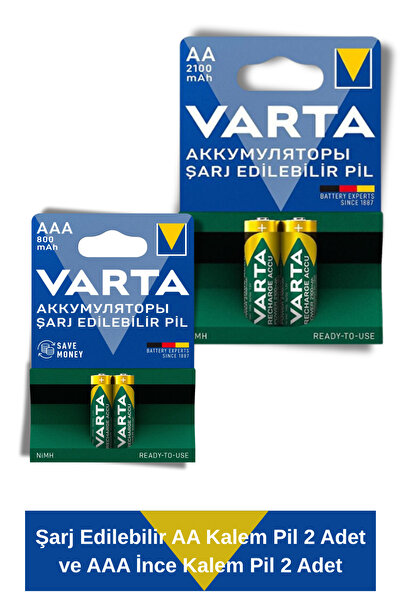 Varta Power Şarj Edilebilir AA Kalem Pil 2 Adet ve AAA İnce Kalem Pil 2 Adet