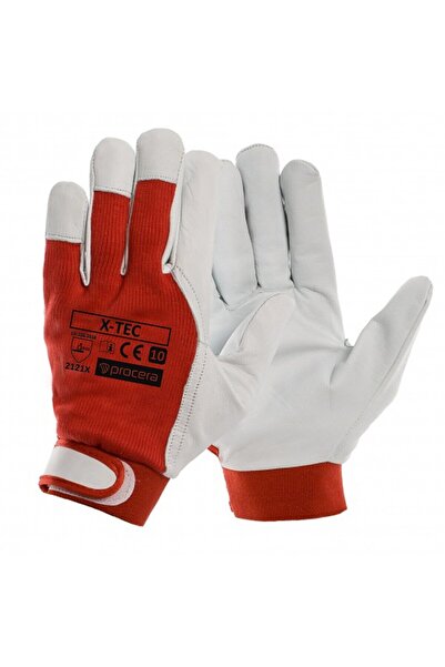 OEM X-TEC protective gloves, Leather , gray + red, size 10