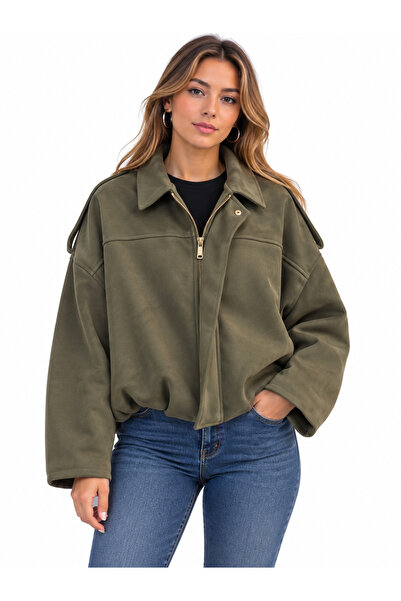 Robin Women's Suede Look Oversized Short Jacket