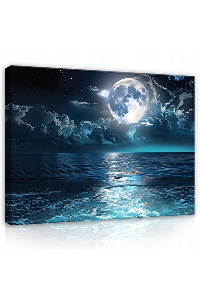 Wallarena TABLOU PE PÂSLĂ LUNĂ NOAPTE MAR DORMITOR SUFRAGERIE MODERN 60x40