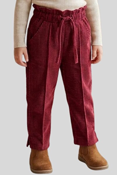 ww waka waka kids store Kız Çocuk Beli Lastikli ve Bağcıklı Fitilli Kadife Pa...