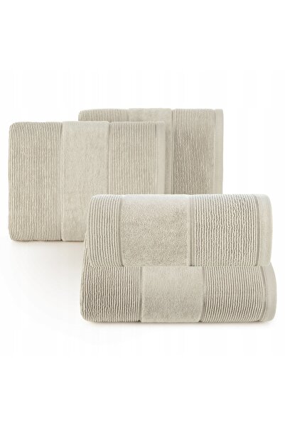 Eurofirany Set de 4 prosoape de baie din bumbac, moi, absorbante, bej, cadou