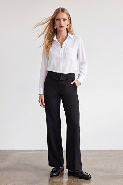 VAGGON Folded Detailed Buttoned Trousers