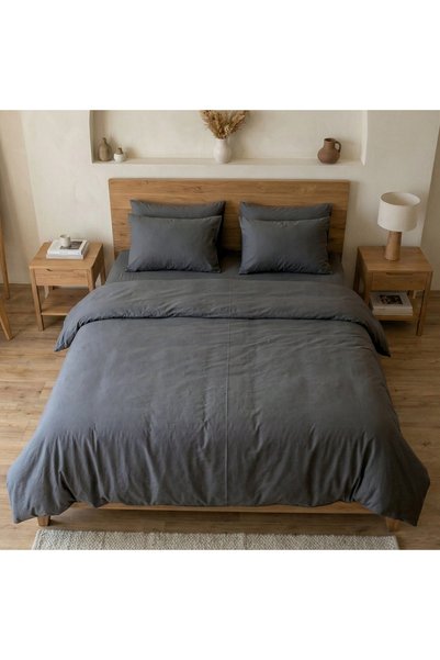 J W SAX Lenjerie de pat 135x200 Gri închis Bumbac premium J&W Grafit Tranquility